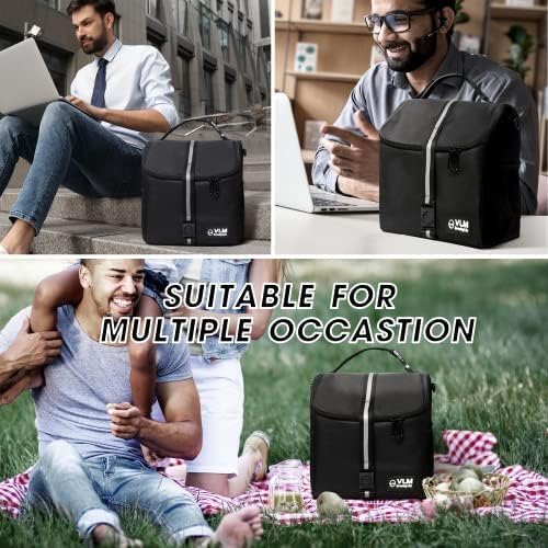 VLM حقائب الغداء VLM للنساء صندوق الغداء المعزول المقاوم للتسرب مع حزام كتف قابل للتعديل وسحاب قابل لإعادة الاستخدام حقيبة حمل تبريد للعمل والنزهات والتخييم - Image 4